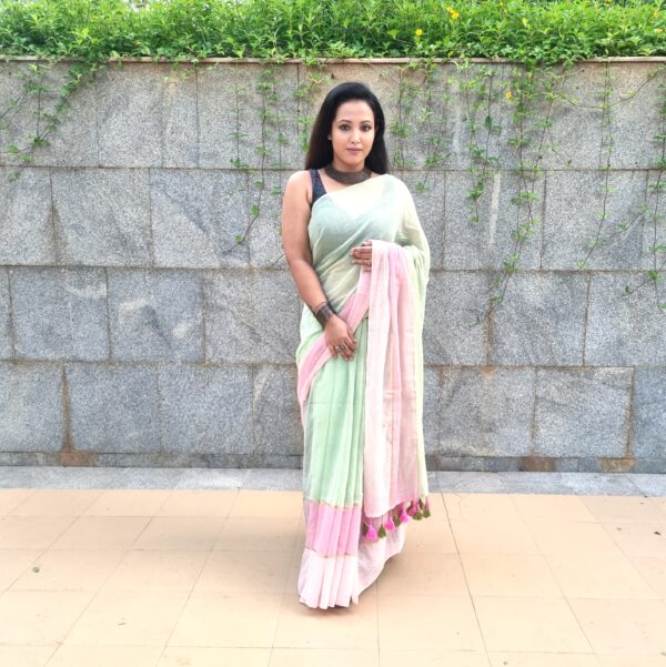 Premium Pure Cotton Mulmul Saree - Image 2