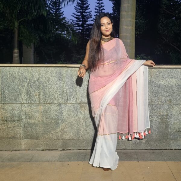 Premium Quality Pure Mulmul Cotton Saree - Image 3