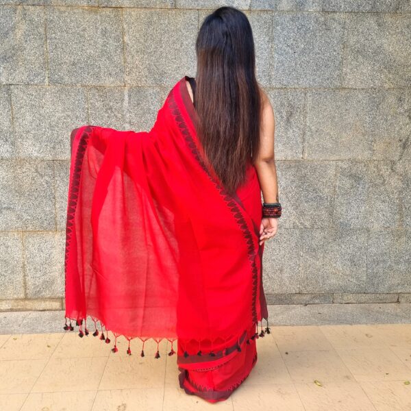 Luxury pure cotton handloom red saree saree - Image 4