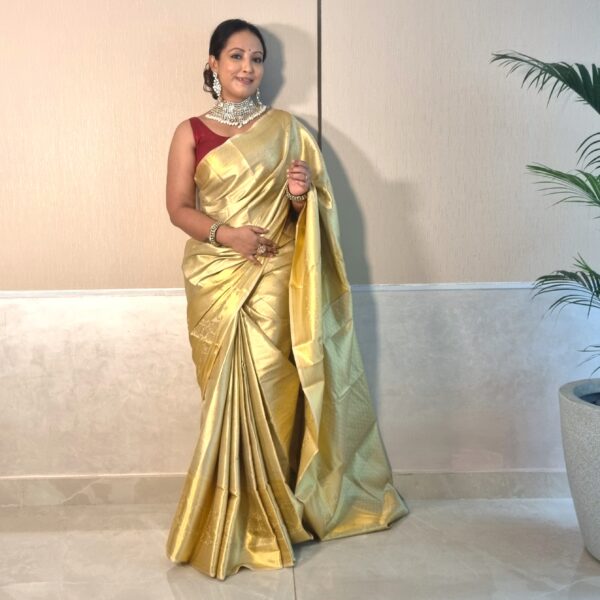 Kanchipuram silk with rich weaving pallu - Image 3