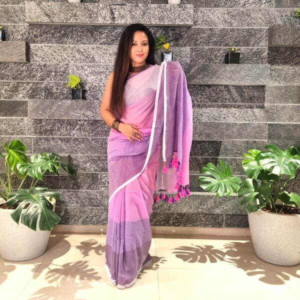 Premium Pure Cotton Mulmul Saree - Image 4