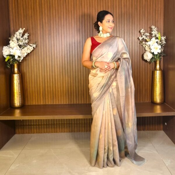 Luxury jacquard woven premium linen cotton saree